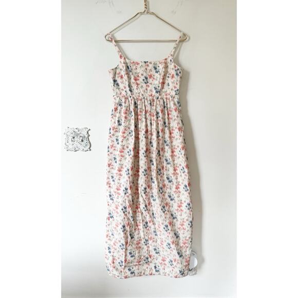 Rebecca Taylor Emma Off White Coral and Blue Floral Midi Dress Sundress 2 - Picture 10 of 12